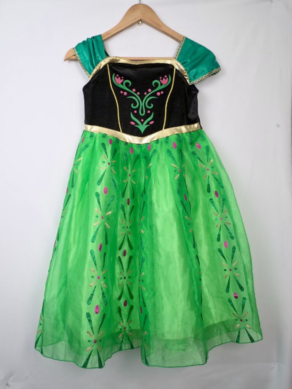 Girls Frozen Anna Princess Costume Dress Green Black Size 7/8